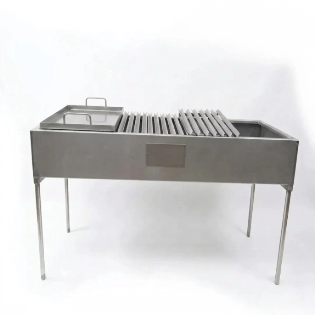 Pancho grande cajón plegado V todo inox · cb-56 · Reino Parrilla