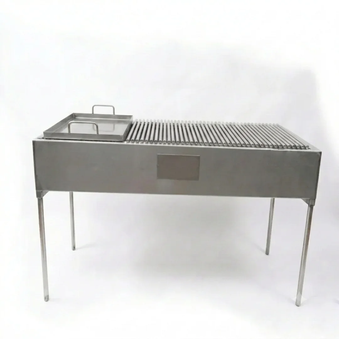 Pancho grande cajón plegado redonda todo inox · cb-57 · Reino Parrilla
