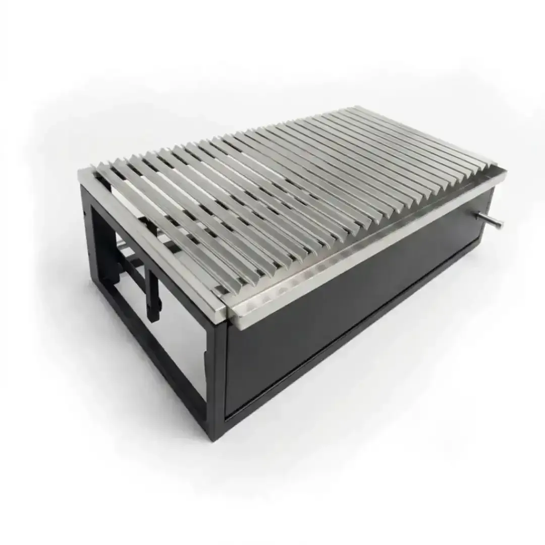 Base con levante frontal manivela con parrillas V · fierro pintado · cb-3-1 · Reino Parrilla