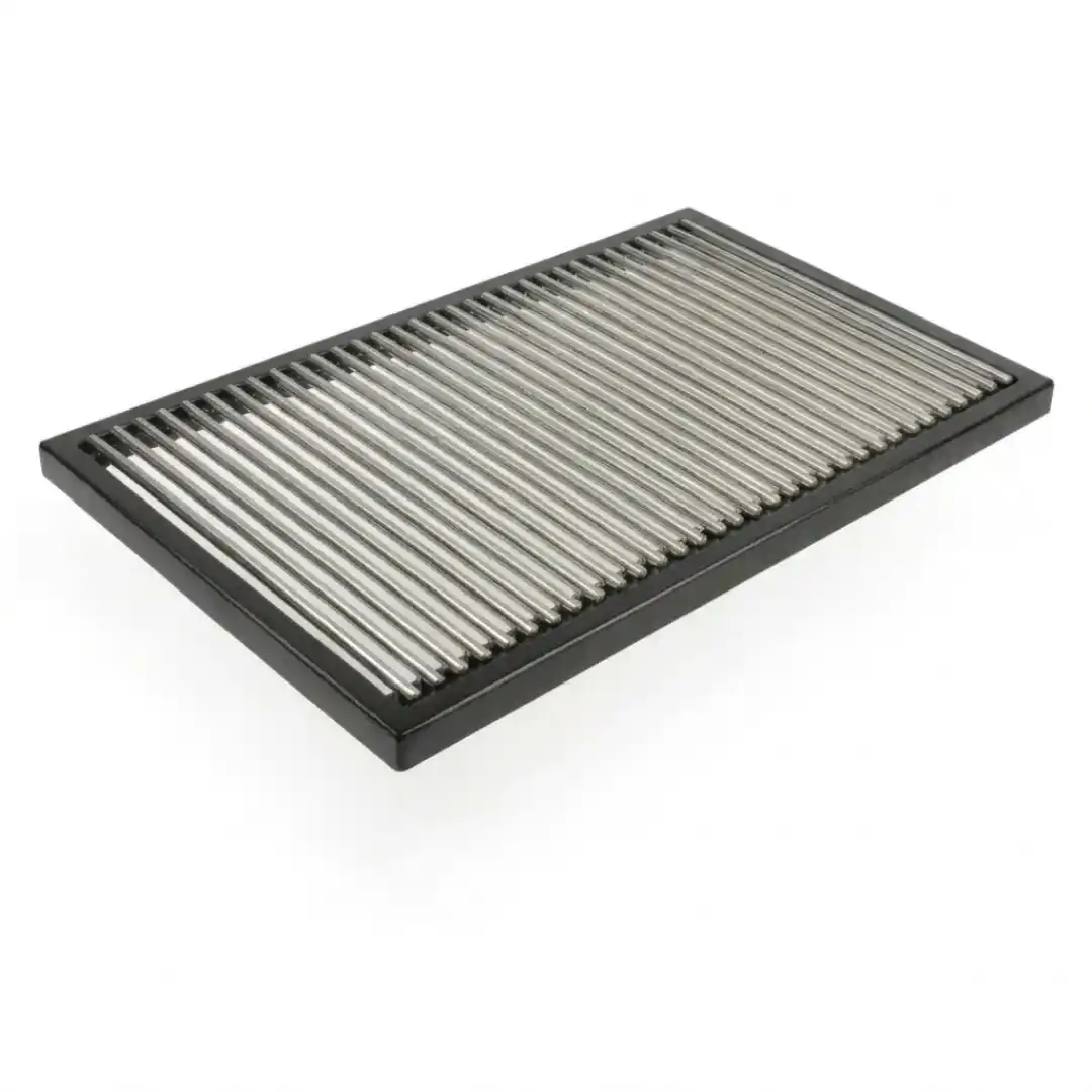parrillas de barra maciza redonda de acero inoxidable en un marco rectangular de fierro pintado para altas temperaturas. · cb-7-4 · Reino Parrilla