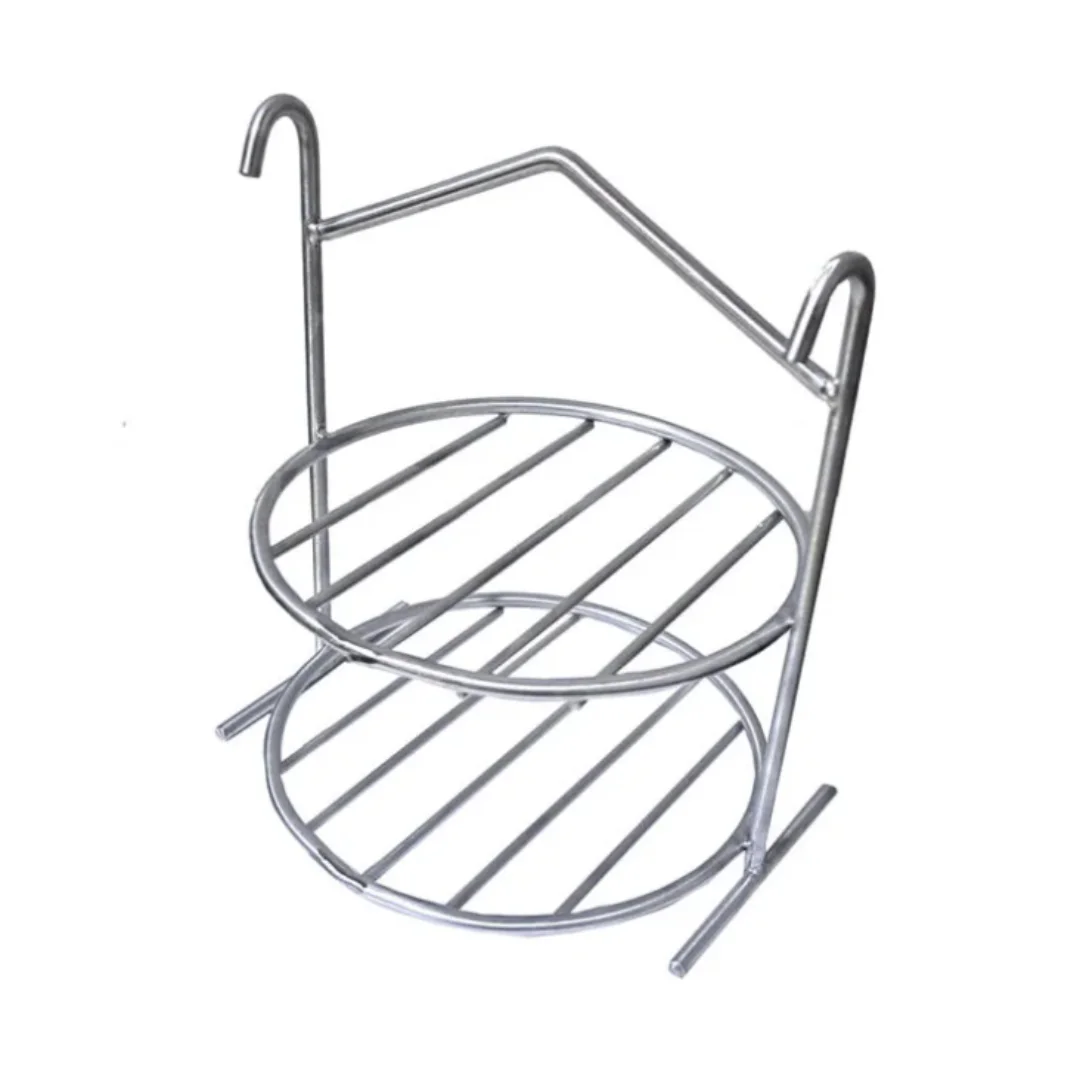 Un soporte colgante con dos niveles barra maciza redonda de acero inoxidable. · cb-65 · Reino Parrilla