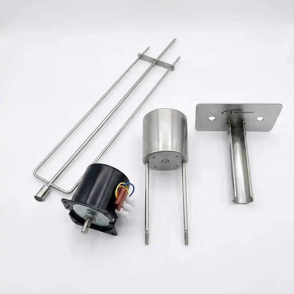 Un spiedo con motor y soportes de acero inoxidable para quincho. · cb-66 · Reino Parrilla